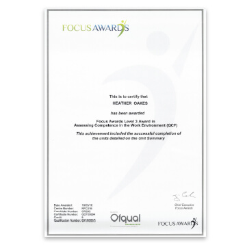 Focus Awards - Level 3 - Assessing Competence In The Work Environment