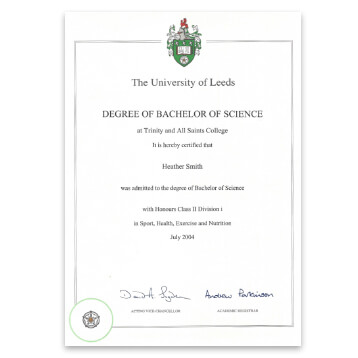 The University Of Leeds - Degree Of Bachelor Of Science